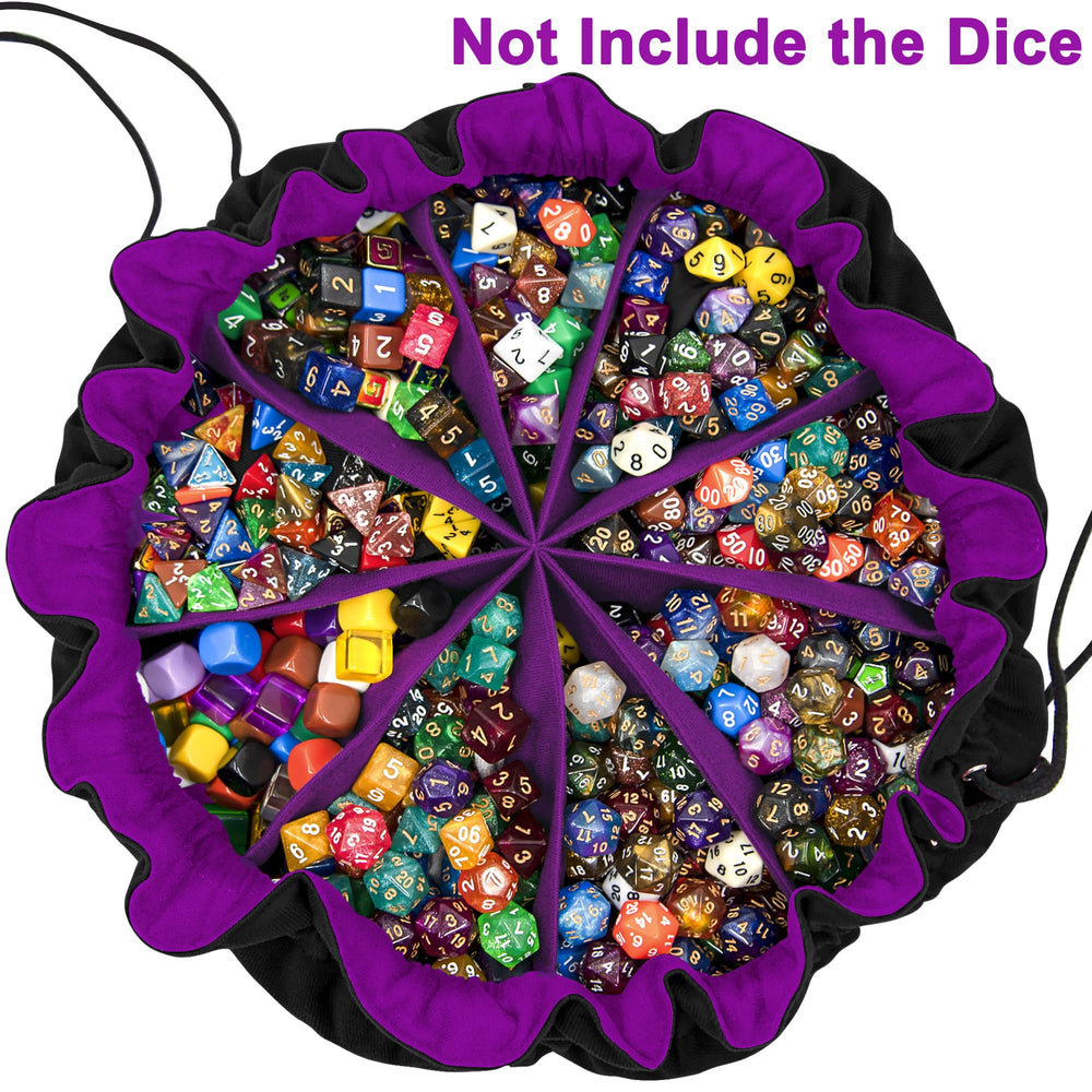 SIQUK dice bag 9 compartments helps separate polyhedral dice for easy picking.