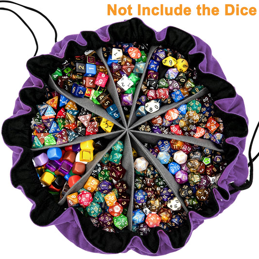 SIQUK dice bag demonstrates capacity to hold 300+ dice for RPG sessions