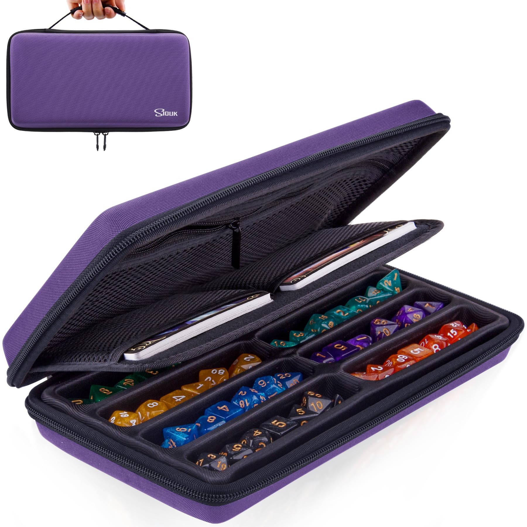 SIQUK dice case front view, portable for game nights
