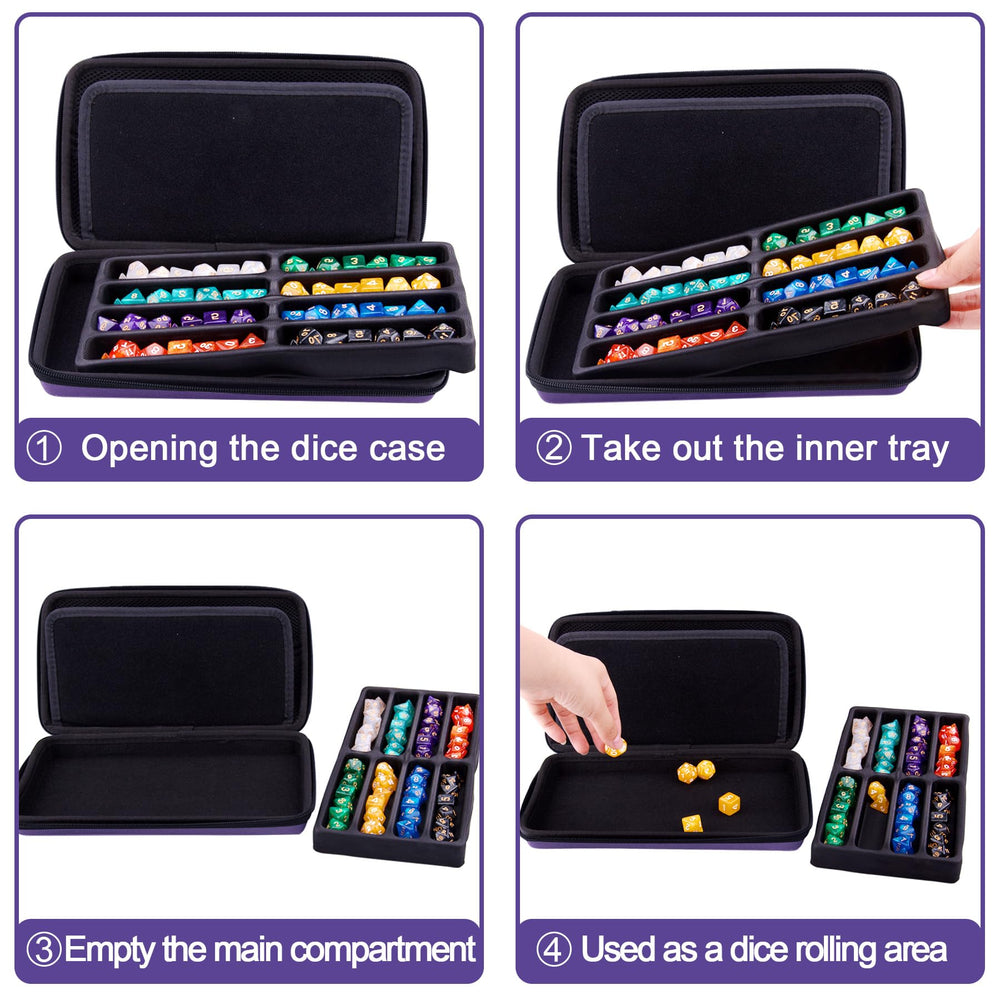 SIQUK dice case mesh pocket inside, keeps character sheet and accessories organized
