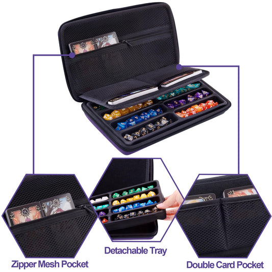 SIQUK dice case open tray, ready rolling surface during sessions