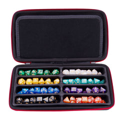 SIQUK Dice Storage Case mesh pocket secures character sheets and accessories.