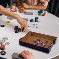 SIQUK camel PU leather dice tray with stylish finish and portability