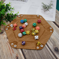 SIQUK black hexagon dice tray features snap-lock corners for stable rolls