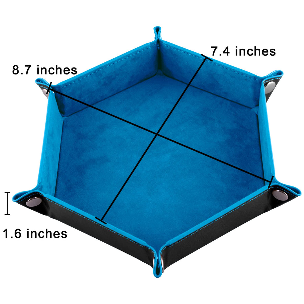 SIQUK blue hexagon dice tray prevents dice from rolling off tables during games