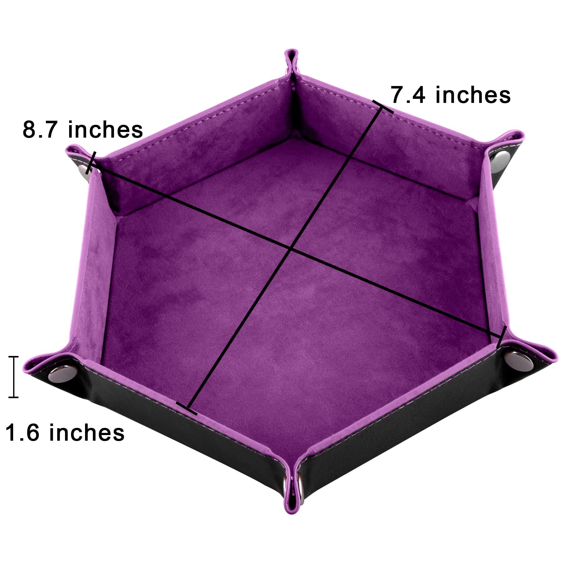 SIQUK hexagon dice tray in black, portable snap design for travel
