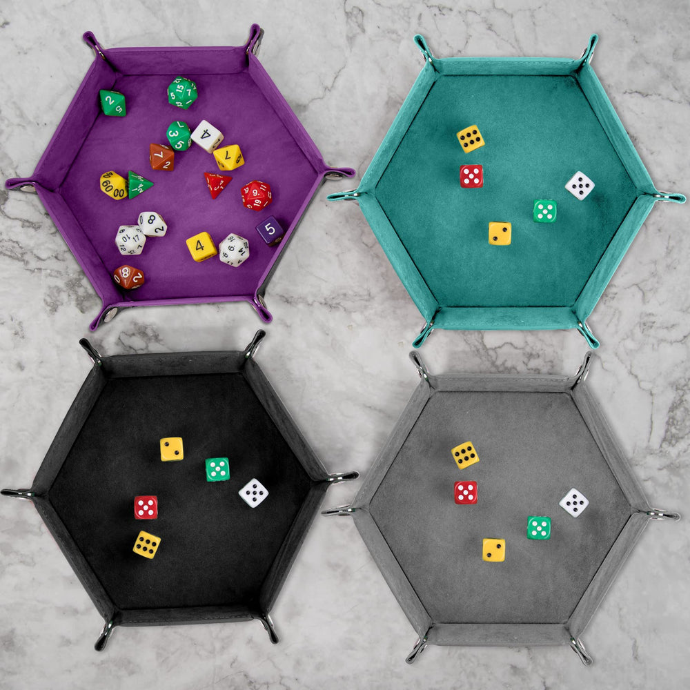SIQUK dark green hexagon dice tray; easy to clean surface