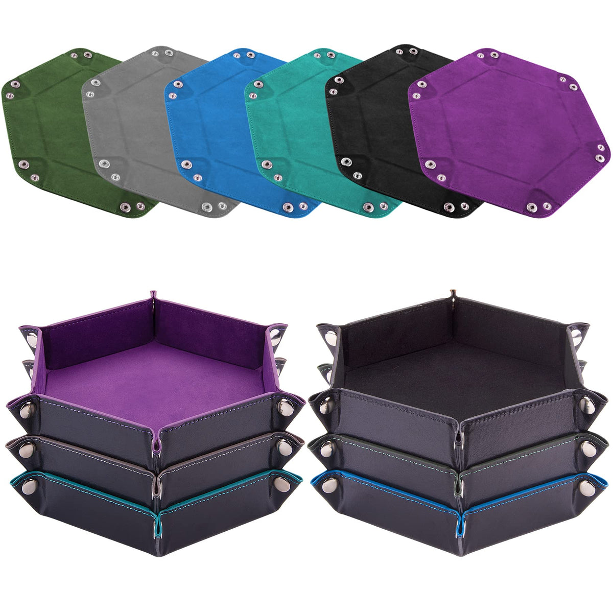 SIQUK hexagon dice tray in violet with velvet lining for smooth rolls