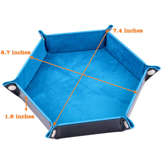 SIQUK sky blue hexagon dice tray helps organized rolls during sessions