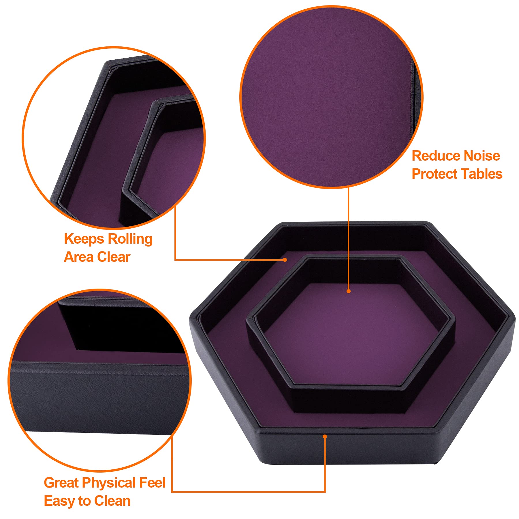 Purple hexagon SIQUK tray with velvet interior seen from inside view for quiet rolling