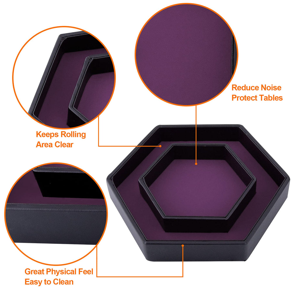Purple hexagon SIQUK tray with velvet interior seen from inside view for quiet rolling