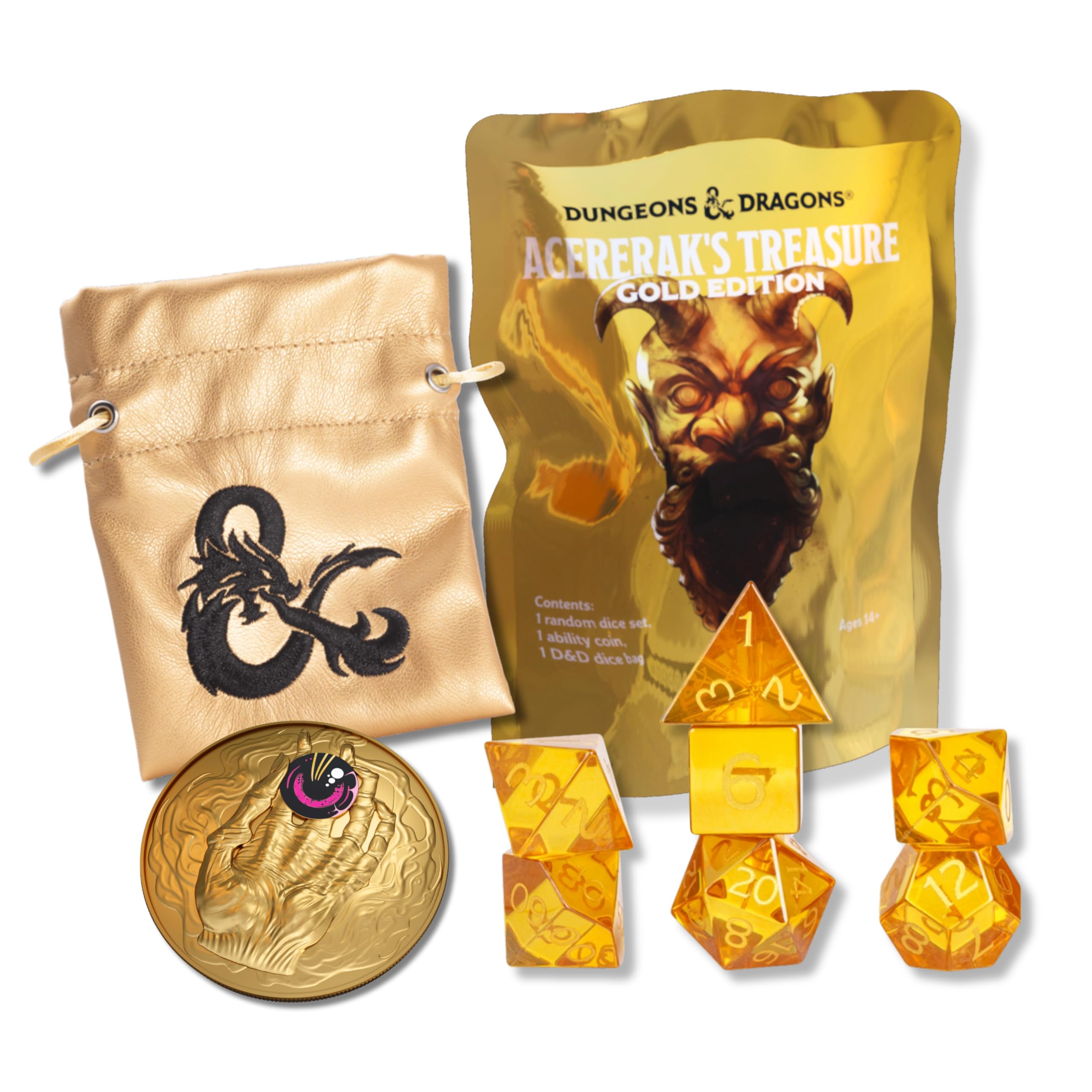 Sirius Dice Acererak's Treasure Gold Pack display for collectors and campaign adventures