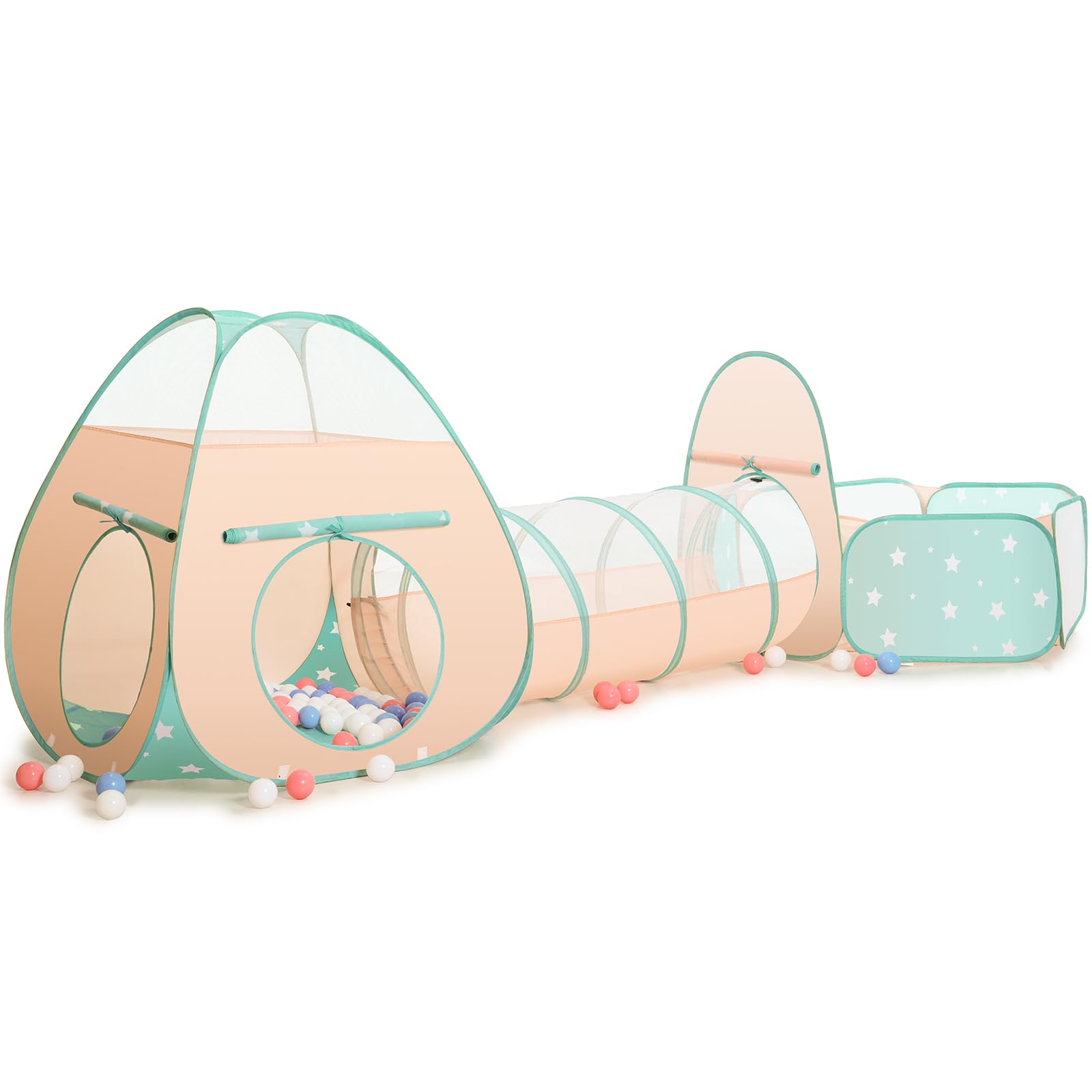 SISTICKER 3 in 1 play tent with ball pit and tunnel for imaginative play