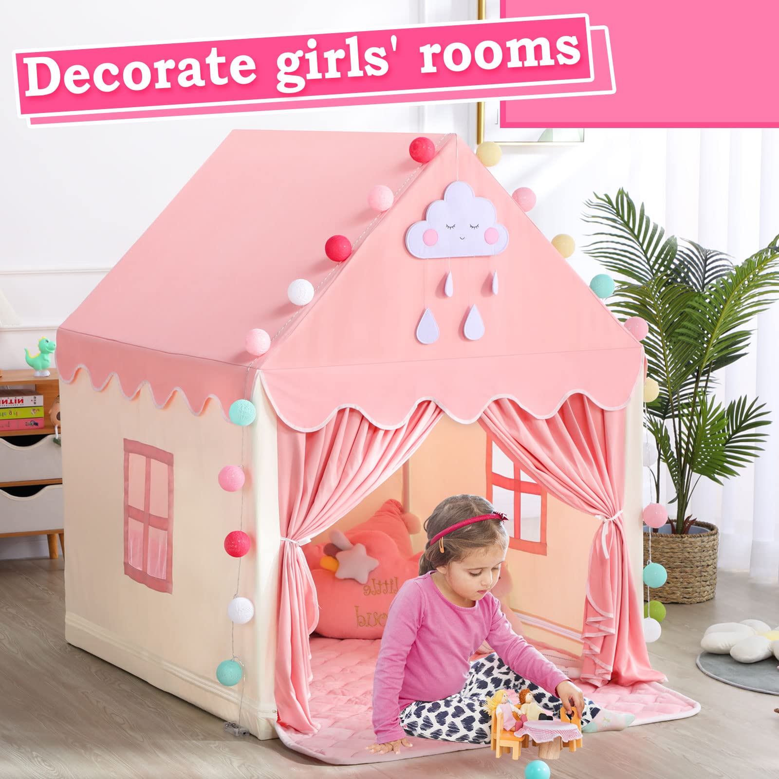 SISTICKER large princess castle tent creates a cozy pretend space.