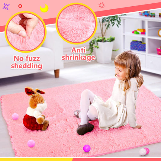 SISTICKER pink tent with rug provides a soft, comfy play area for kids.