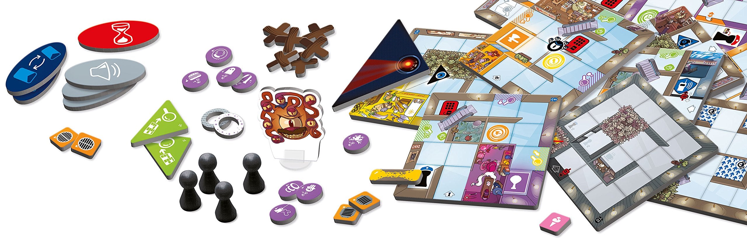 Sit Down! Magic Maze guards and Beholder add tension for cooperative play.