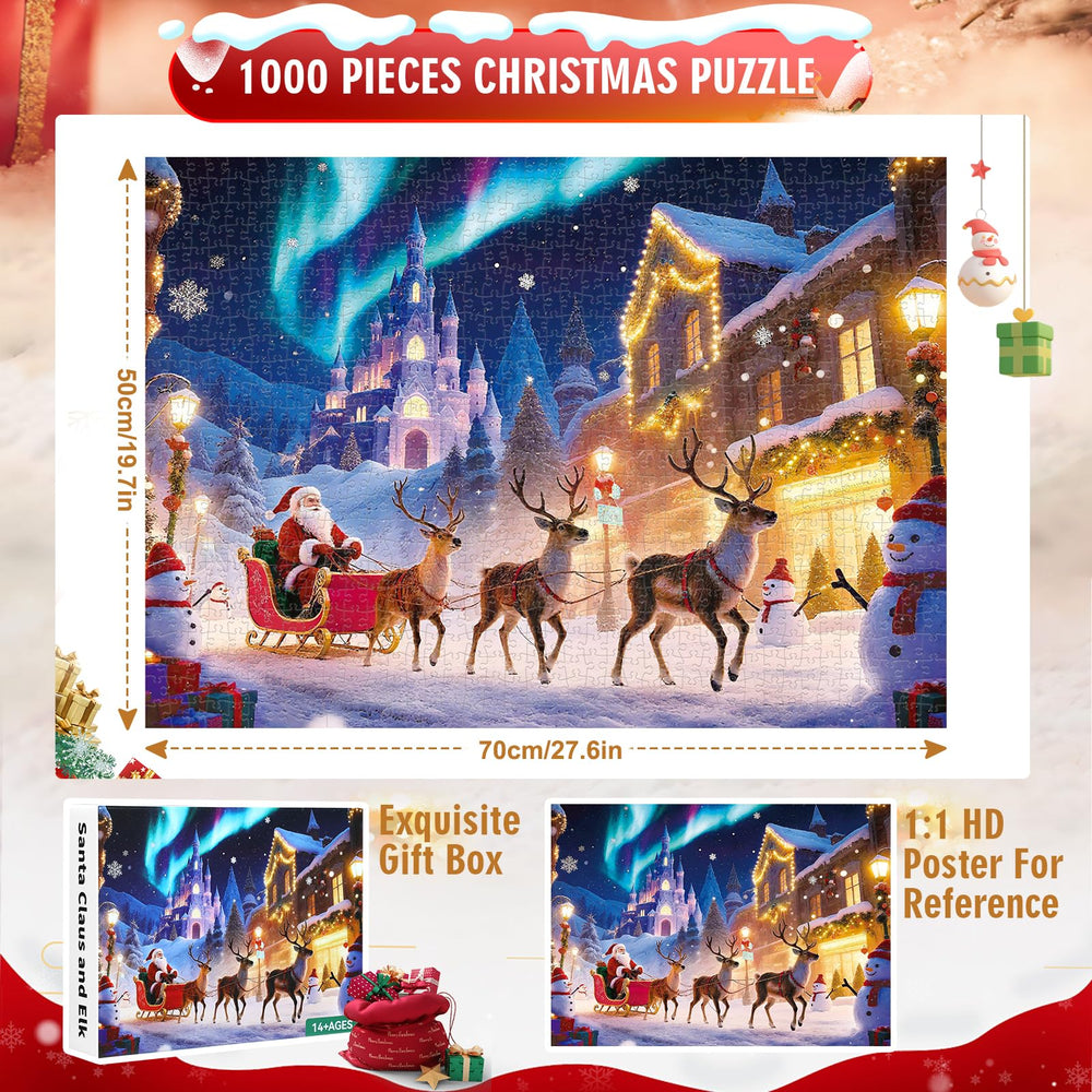 Sitanflex Santa sleigh puzzle image, ideal for engaging winter game nights.