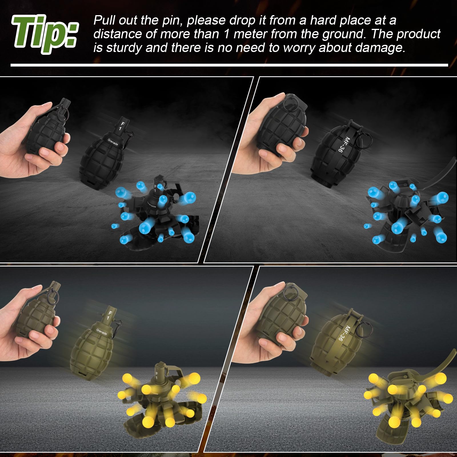 SitertCF tactical grenade battle scene showcases safe, outdoor team play.