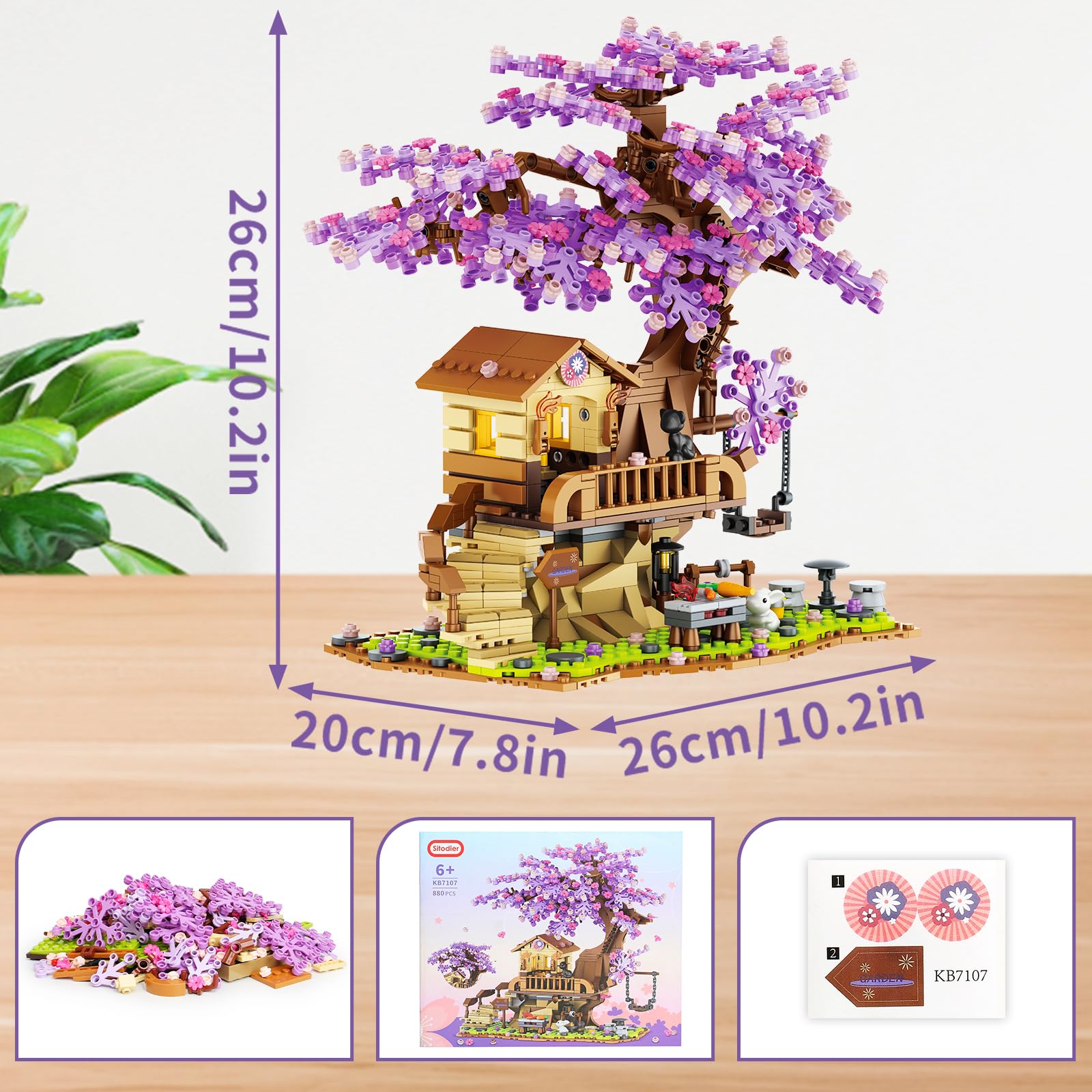 Sitodier cherry blossom tree house creates a tranquil night ambiance with light.