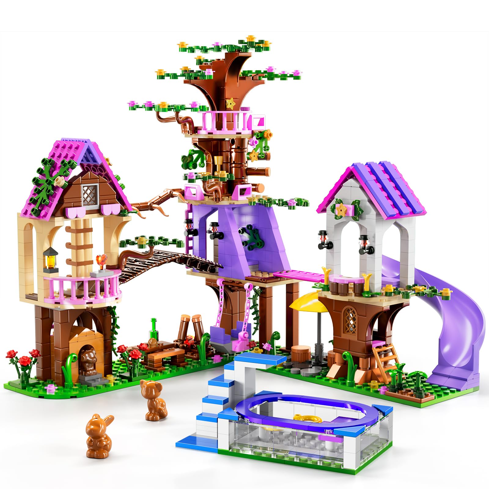 Sitodier Treehouse forest scene shows stacked blocks for imaginative play