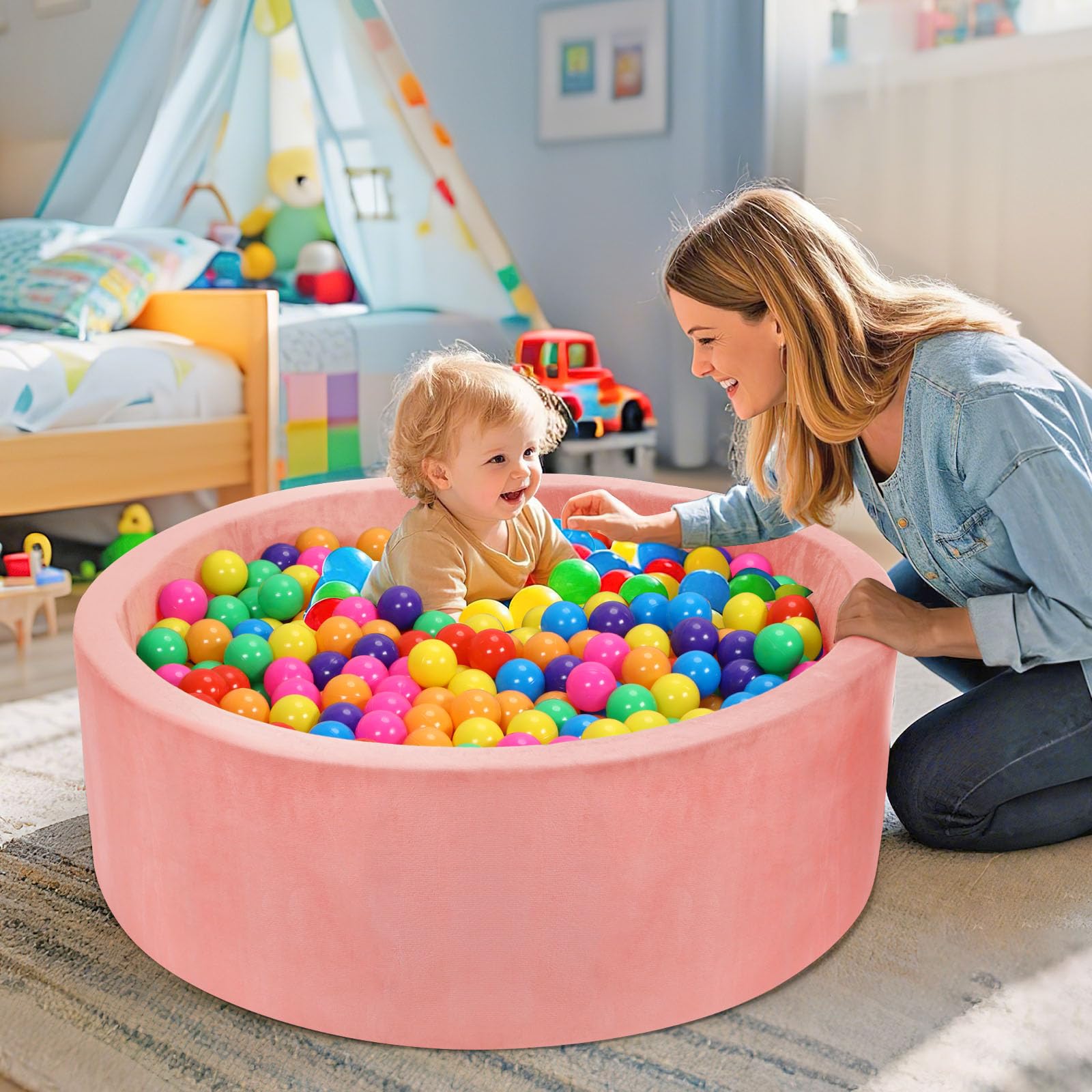 SIUUHOVS ball pit with waterproof zipper for quick cleaning