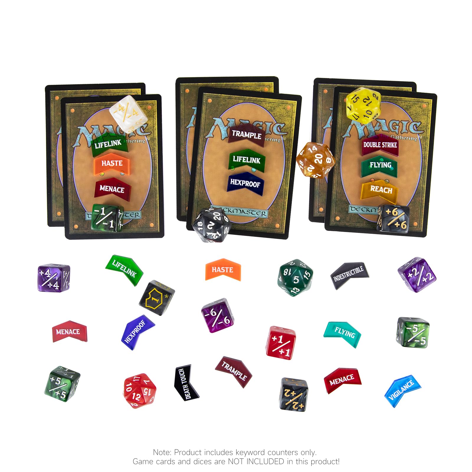 SIXPOINTS colorful token set enhances tabletop clarity and quick reference.