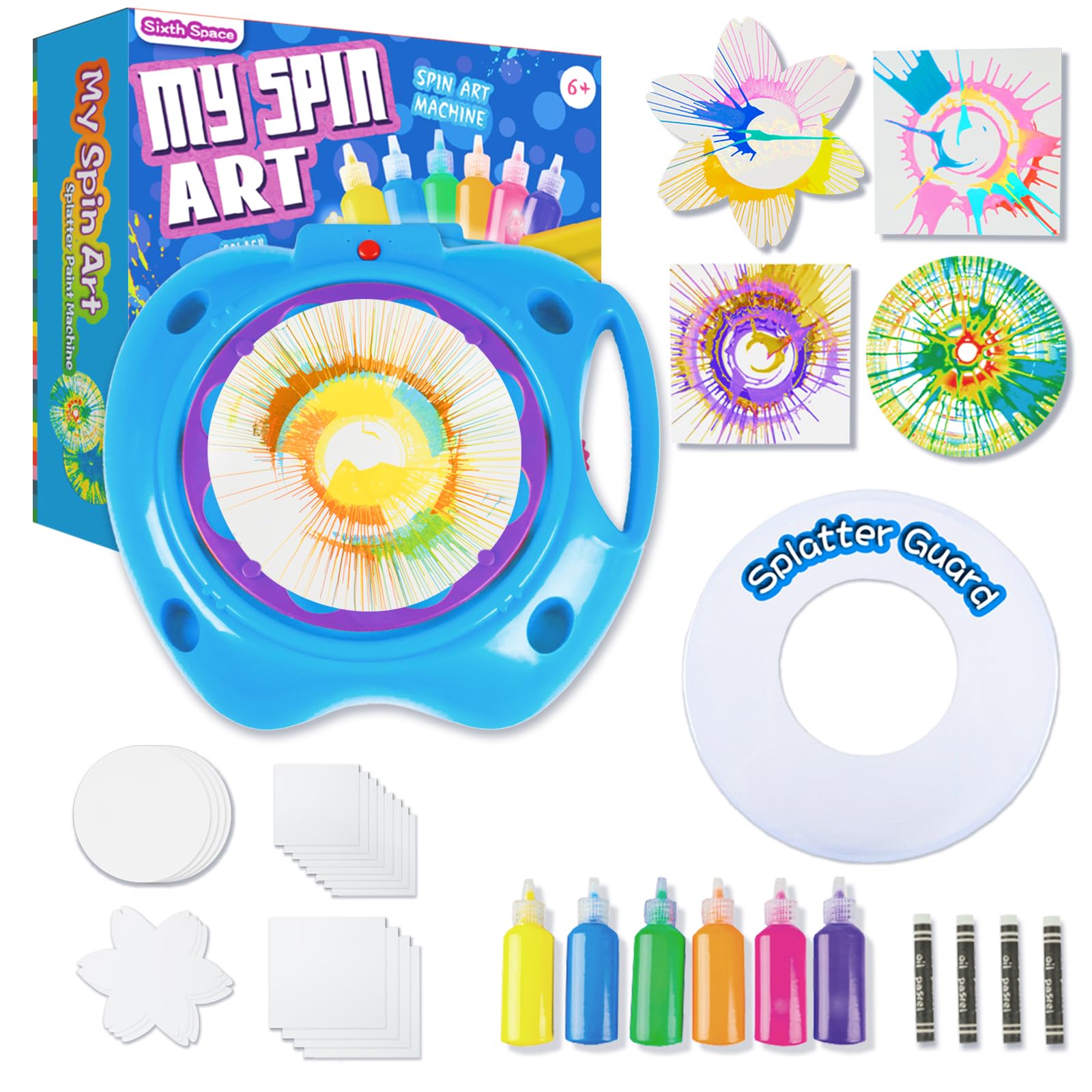 Sixth Space Spin Art Machine top view for easy setup and kid-friendly creativity.