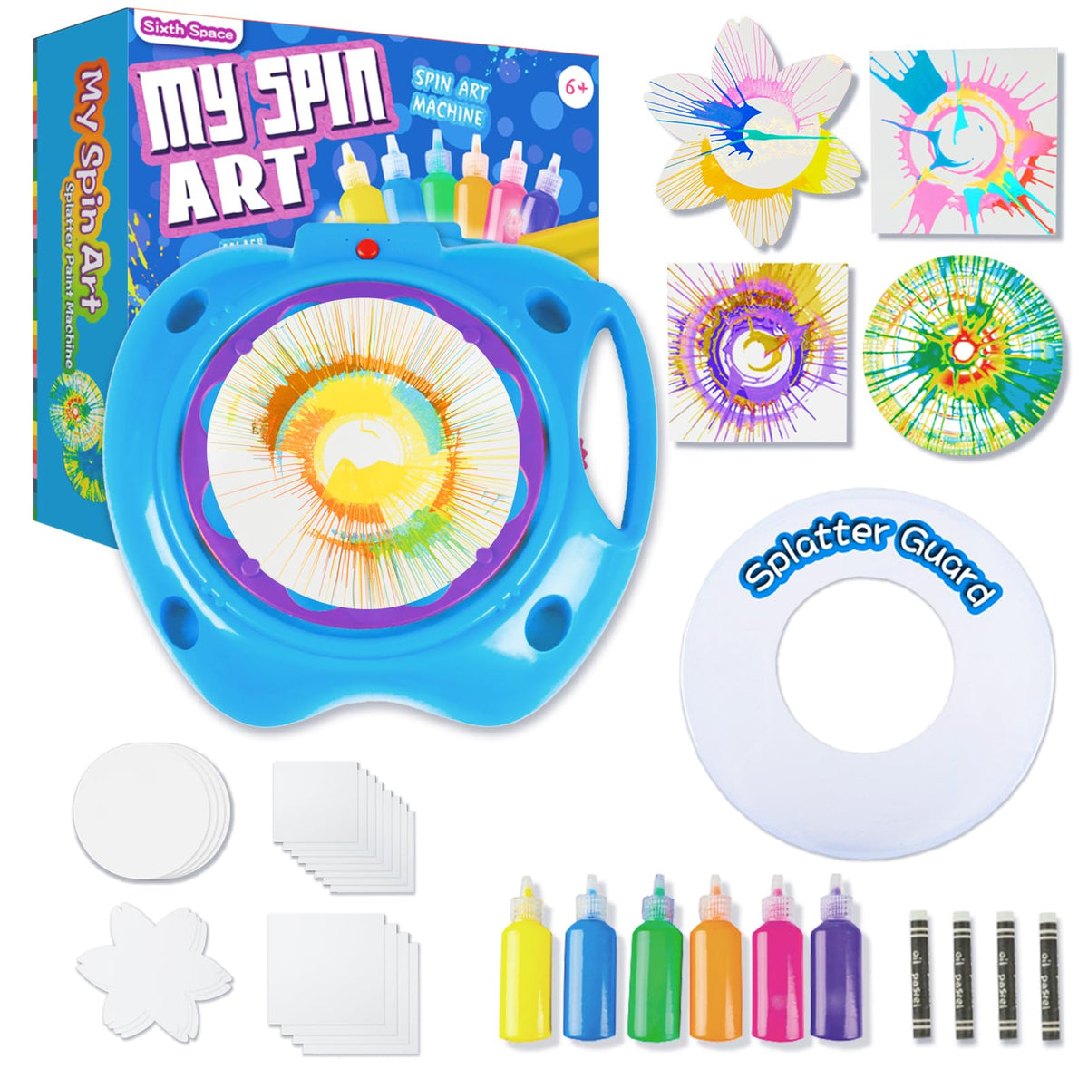 Sixth Space Spin Art Machine top view for easy setup and kid-friendly creativity.