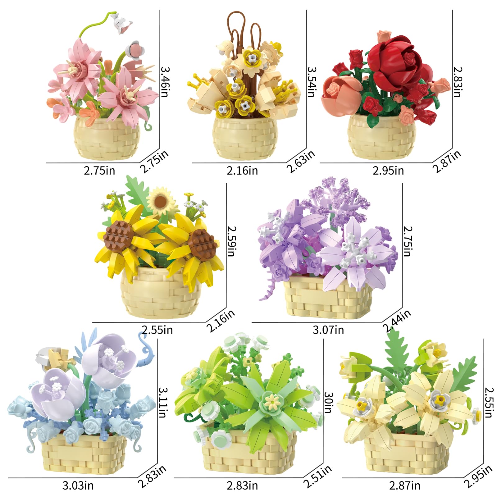 SJIADA flower blocks jasper: unique brick bloom in a durable set