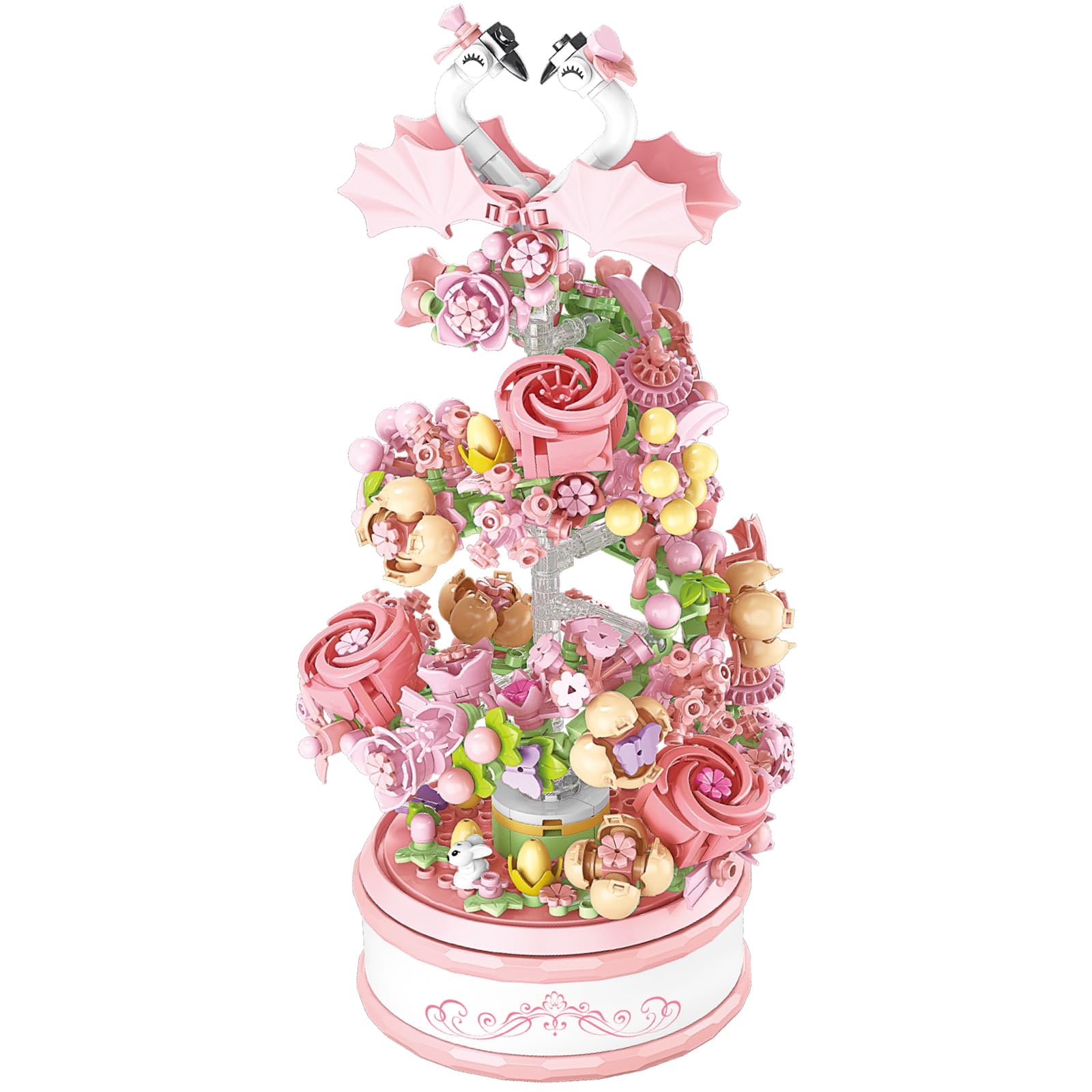 Completed SJIADA bouquet music box displayed as decorative room decor.