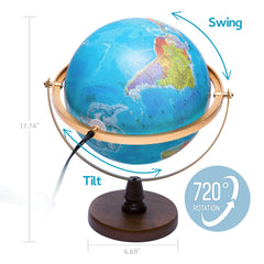 SJSMARTGLOBE detailed map shows mountains and cities for realistic exploration.