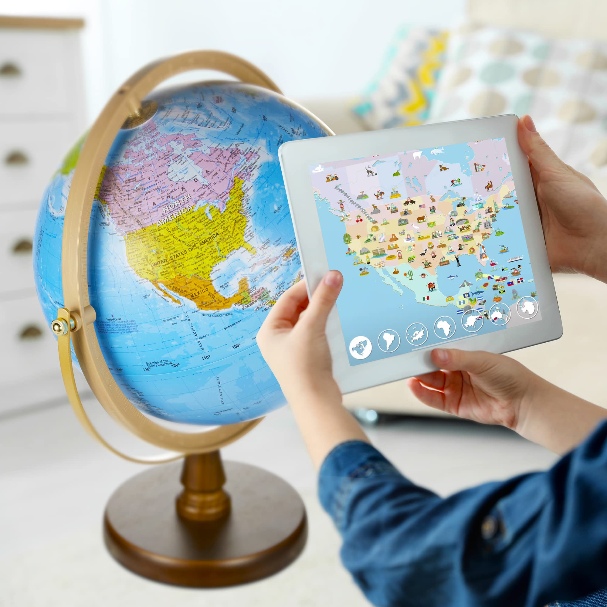 SJSMARTGLOBE companion app adds audio and visuals to global topics.