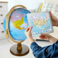 SJSMARTGLOBE companion app adds audio and visuals to global topics.