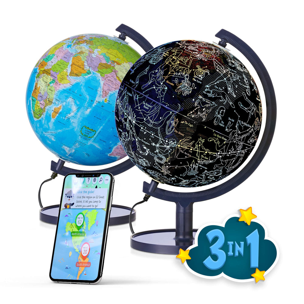 SJSMARTGLOBE interactive globe on sturdy stand for hands-on geography exploration