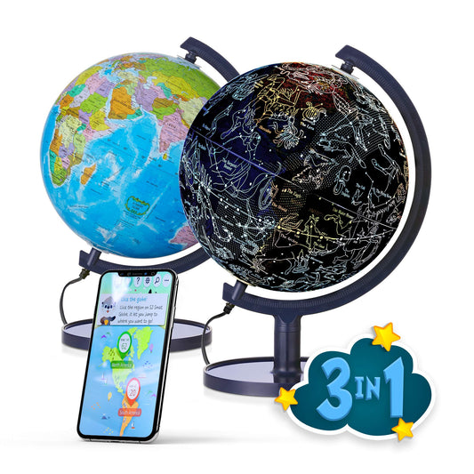 SJSMARTGLOBE interactive globe on sturdy stand for hands-on geography exploration