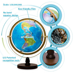 SJSMARTGLOBE LED constellations illuminate 88 stars for night-time learning.