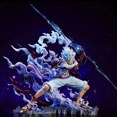 SkateIN Luffy Gear 5 figure packaging and display setup.