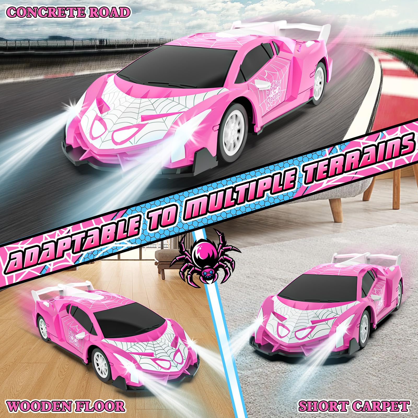 SKBOSRJIA pink RC car uses 2-4 GHz tech for races