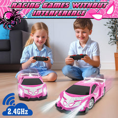 SKBOSRJIA pink ghost spider RC car rear view showing design