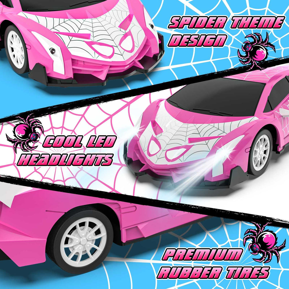 SKBOSRJIA pink ghost spider RC car side view appealing for kids