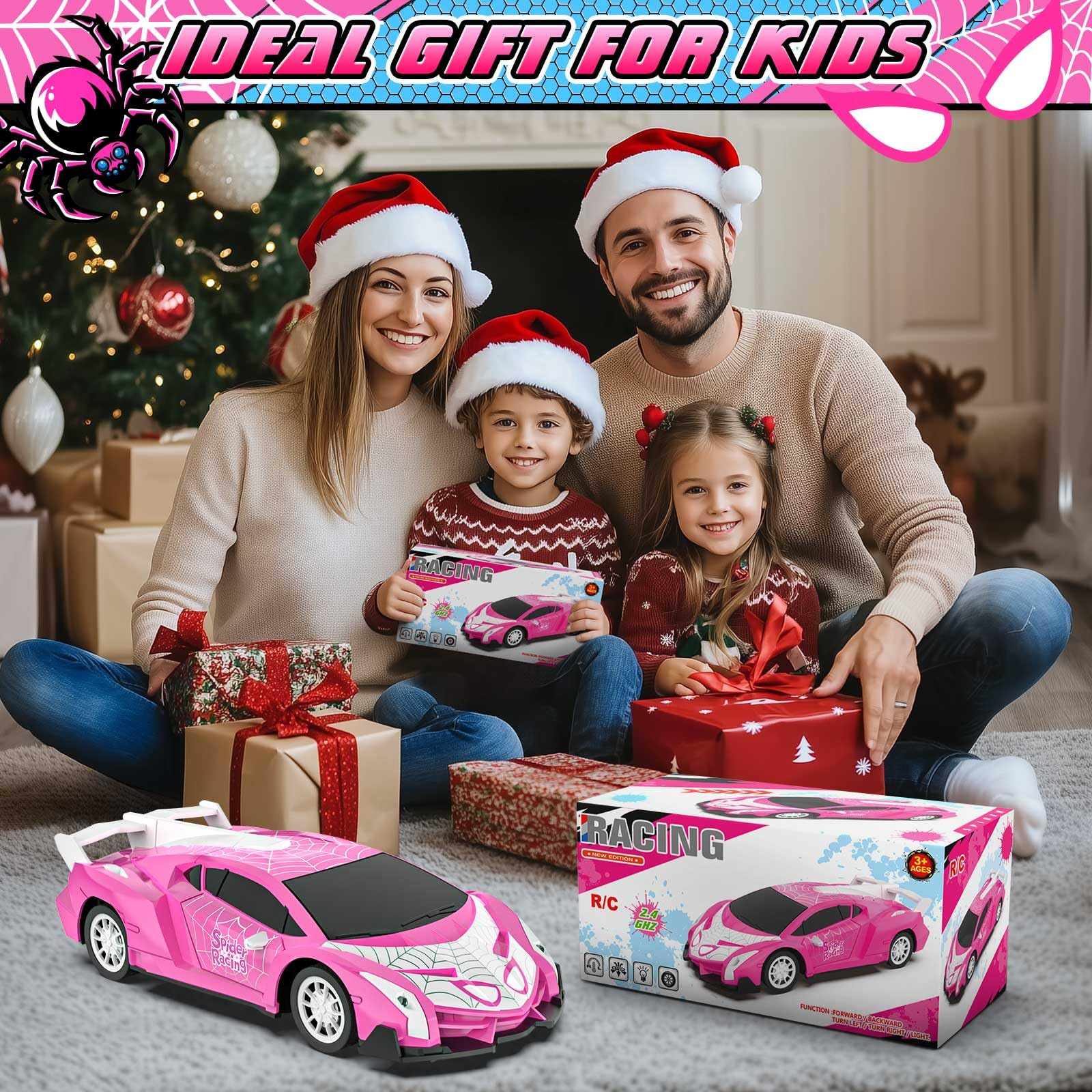 SKBOSRJIA pink RC car outdoors with 50 m range