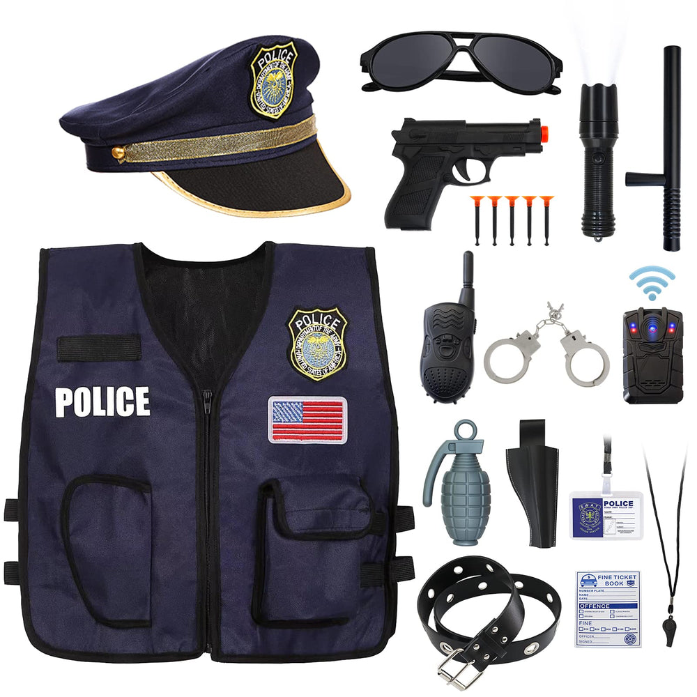 SKCAIHT police officer costume vest and hat for kids, ideal for imaginative pretend play