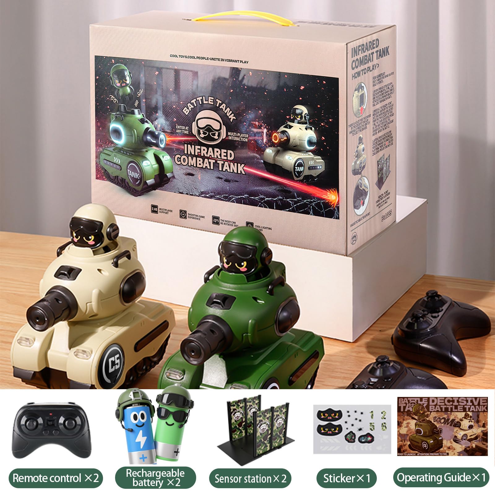 SKEKECIE RC Battle Tank package contents for kids.