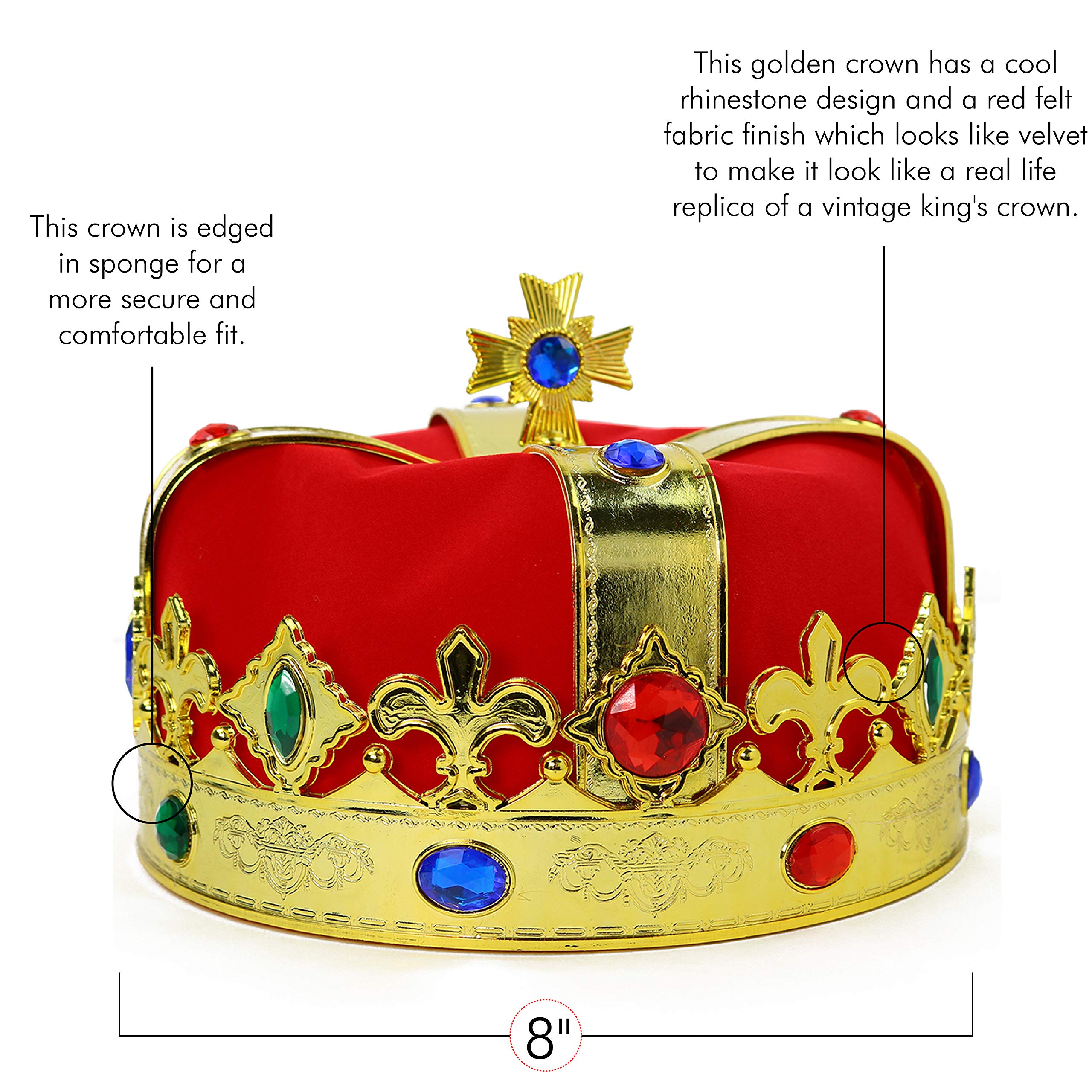 Skeleteen Regal Gold King Crown packaging, ready for gifting and easy storage.