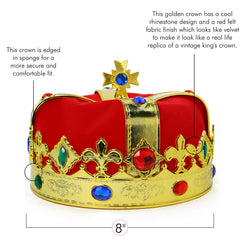Skeleteen Regal Gold King Crown packaging, ready for gifting and easy storage.
