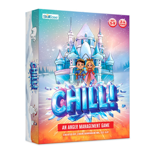 SkillEase CHILL ice castle board game helps kids practice calm strategies during anger management sessions.
