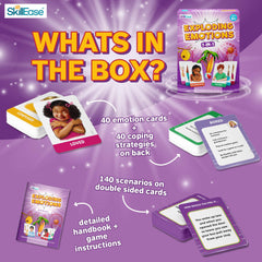 SkillEase Exploding Emotions cards back with coping ideas for emotional regulation and daily use.