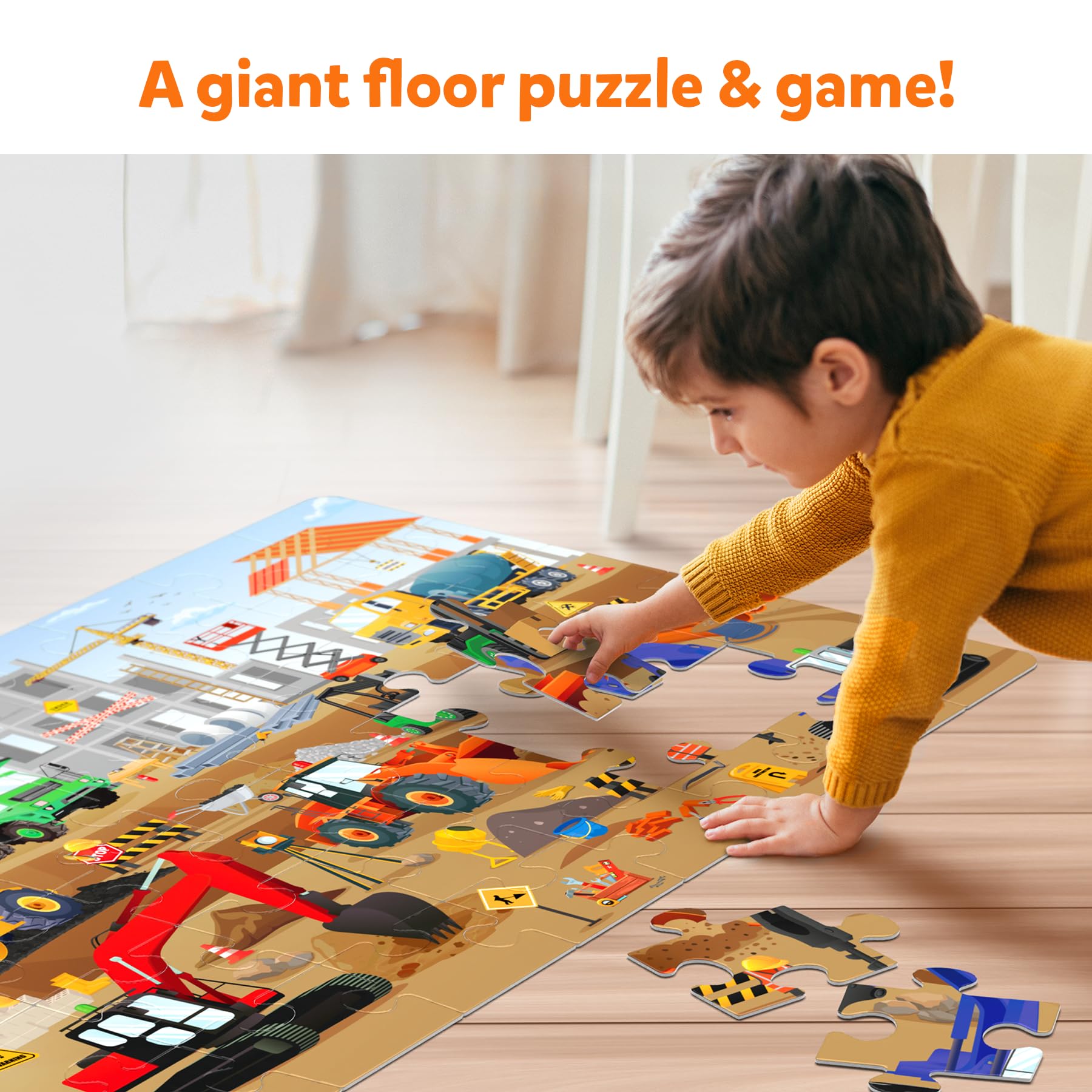 Skillmatics 48 jumbo puzzle pieces easy for little hands to grip and connect.