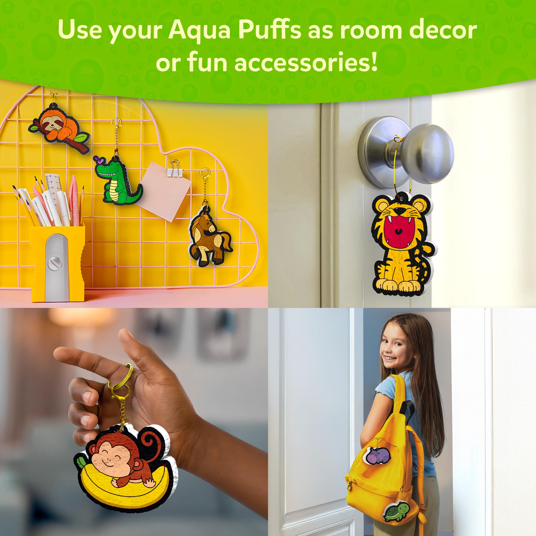 Skillmatics Aqua Puffs keychains and strings for portable decor