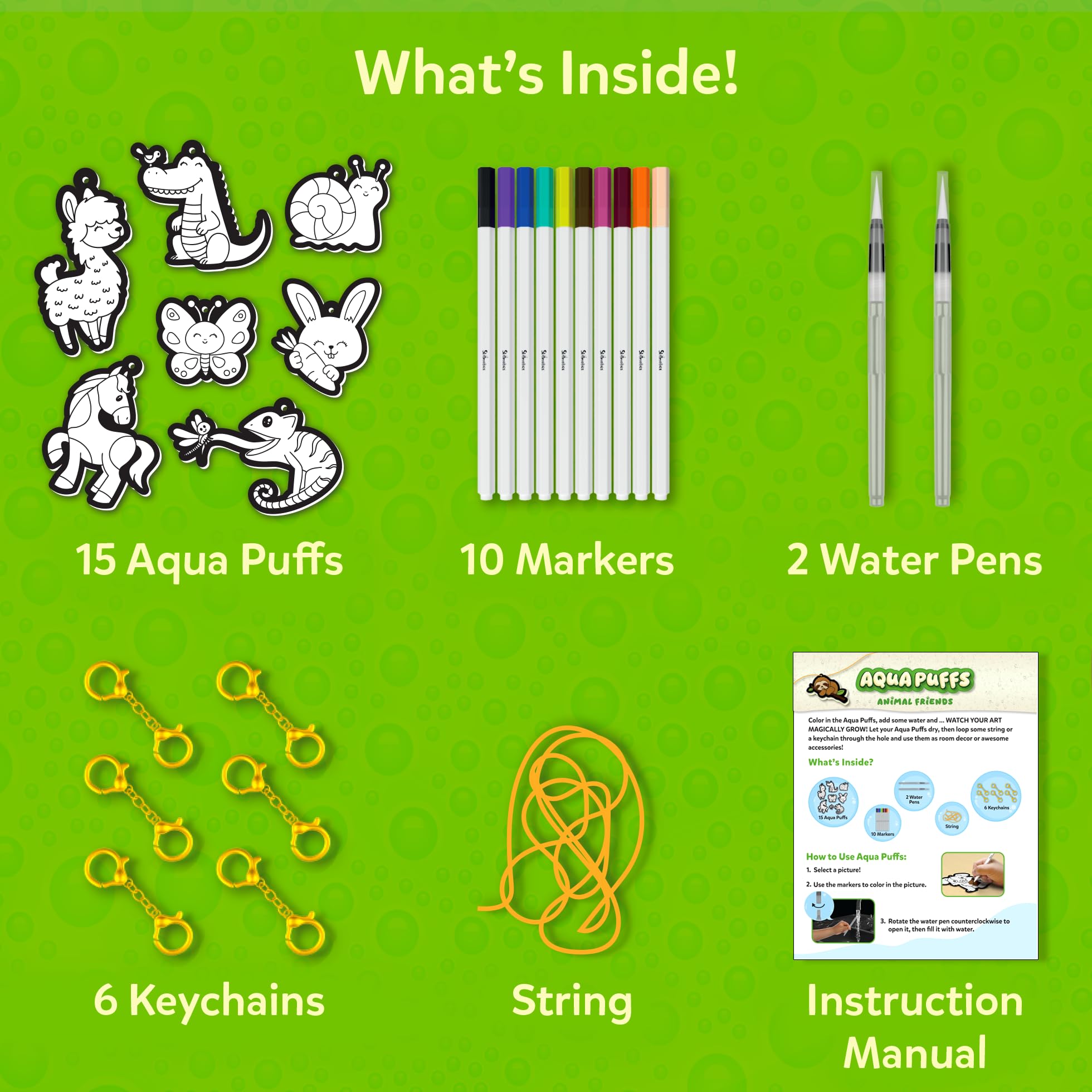 Skillmatics Aqua Puffs puffed animals displayed as decor or accessories